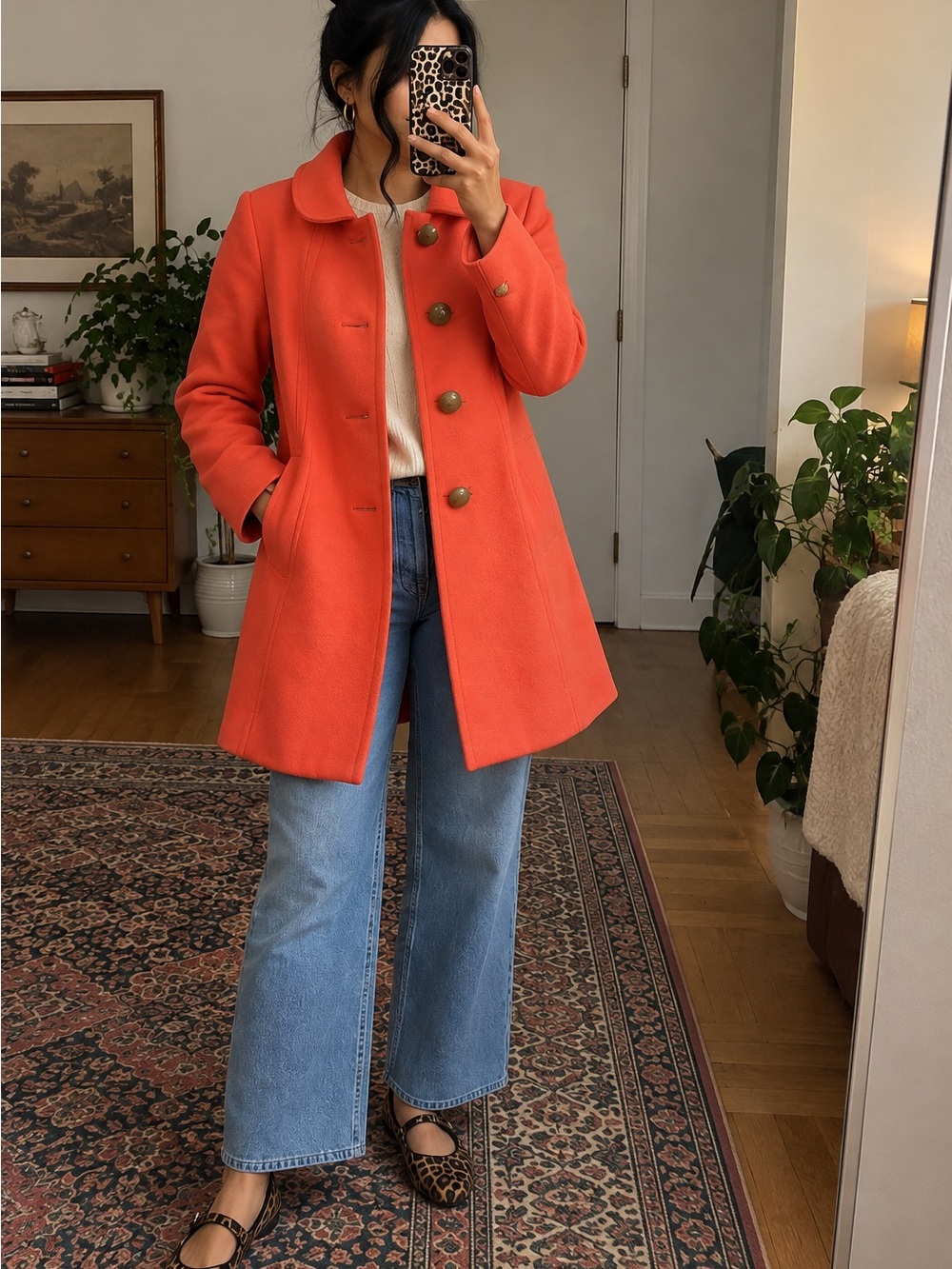 J.Crew 100% Wool Coral Orange Coat Size 4